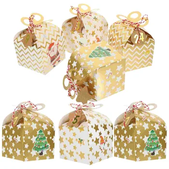 Кейсы для хранения конфет Подарочная упаковка Небольшой декоративный бумажный контейнер Аксессуары для вечеринки Рождественское печенье Изображение