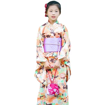 Кимоно для девочек, Японская Принцесса, Сценическое Представление для детей, Детские Кимоно Enfant Fille с Поясом ОБИ, Головной Убор с бантом Изображение
