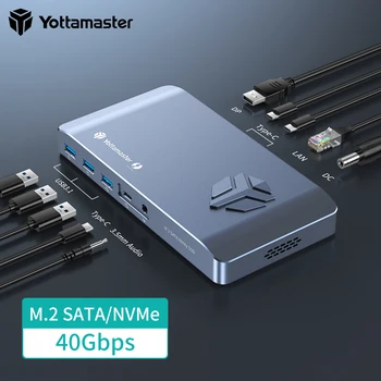 Корпус твердотельного накопителя Yottamaster с двумя протоколами Thunderbolt3 M.2 SATA NVMe с корпусом жесткого диска USB3.1 GEN2 типа 40 Гбит/с Изображение