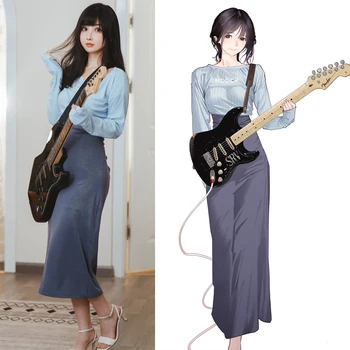 Костюмы для косплея Illustrator Guitar Sister, Сексуальное платье, аниме-косплей для женщин, Япония и Южная Корея, косплей Изображение