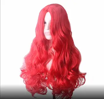 Красный Длинный волнистый парик из термостойкого волокна для косплея для женщин, Белые женщины для вечеринки Изображение