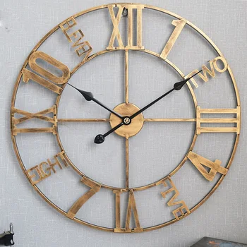 Креативные винтажные настенные часы, металлические настенные часы современного дизайна, бесшумное украшение гостиной, офисный подвесной светильник Reloj De Pared Изображение