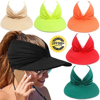 Летние шляпы для женщин, Повседневная Солнцезащитная шляпа, Однотонная Пляжная шляпа с козырьком, Женские Уличные повседневные бейсболки Изображение