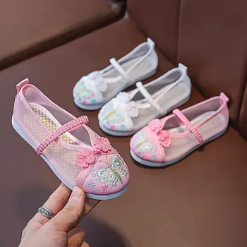 Лето 2023 Года, китайский стиль, дышащая сетчатая обувь ручной работы с вышивкой бабочкой, Восточный костюм эпохи Тан, Обувь-Кимоно, Детская обувь в стиле Лолиты Изображение
