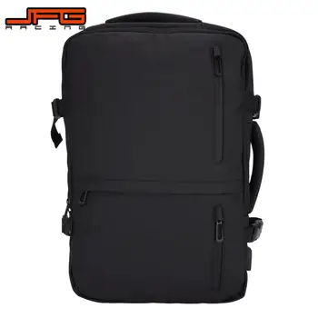 Многофункциональный рюкзак для мотоцикла, рюкзак для ноутбука, Черная ткань Оксфорд, Зарядка через USB, Деловые поездки, Водонепроницаемый, Большая емкость Изображение