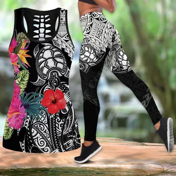 Морская черепаха, Полинезийский Леггинс с 3D Принтом, сексуальный Костюм для йоги, Фитнеса, Мягкие Леггинсы, Летние женские Для девочки 10 Изображение