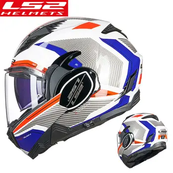 Мотоциклетный шлем LS2 Valiant 2, шлем для внедорожников, 180 градусов сзади, ls2 ff900, двойные линзы, 3C, мотоциклетный флип-шлем casco mot Изображение