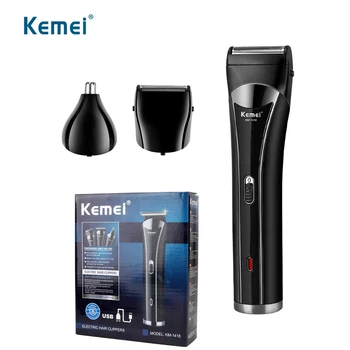 Мужская бритва для бороды Kemei 3 В 1 Многофункциональная Для Стрижки Волос Электрическая Машинка для стрижки носа Станок для бритья Изображение