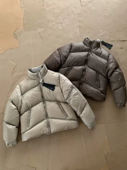 Мужская зимняя высококачественная новая модная однотонная куртка-пуховик с защитой от холода без шапки Изображение