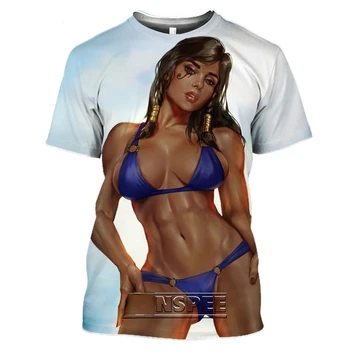 Мужские и женские футболки с 3D-принтом, Сексуальная Одежда с мускулами для фитнеса, Повседневная, в стиле харадзюку, хип-хоп, Оверсайз Изображение