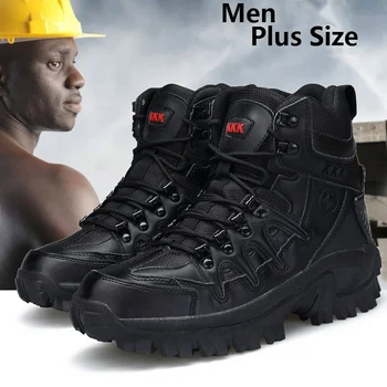 Мужские сверхлегкие армейские ботинки, Удобные походные ботинки, Военные тактические рабочие ботинки, уличные нескользящие походные кроссовки Изображение