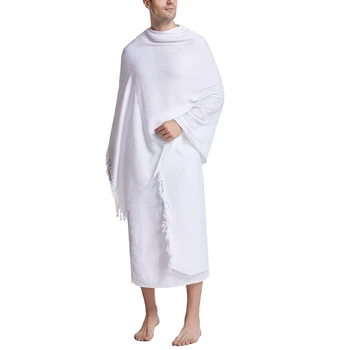 Мужское полотенце для Ихрама, Хадж и Умра, Белое, новое махровое платье для Саудовской пустыни Изображение