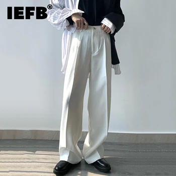 Мужской костюм-брюки IEFB 2023, Новый повседневный однотонный Классический универсальный дизайн в нише, Свободные прямые брюки в корейском стиле 9A2298 Изображение