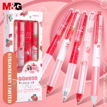 Набор гелевых ручек M & G Strawberry Limited с выдвижной гелевой ручкой, быстросохнущий 0,5 мм, черный, с маркировкой, Студенческий, милый, креативный, высокий Внешний вид Изображение