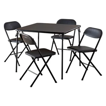 Набор карточных столов Cosco из 5 предметов, черный складной столик, переносной столик, складной столик Изображение