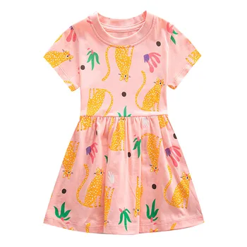 Новое поступление, платья для девочек с животными, хит продаж, Летняя одежда для малышей, Милое детское платье Изображение