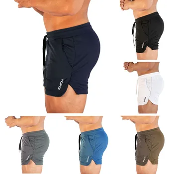 Новые спортивные шорты для фитнеса для мужчин, быстросохнущие шорты для плавания, трехточечные пляжные брюки на шнуровке Изображение