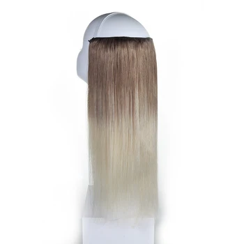Оптовая Продажа 100% Наращивание человеческих волос Fish Line Balayage Color 8/60 Halo Hair для красивых женщин Изображение