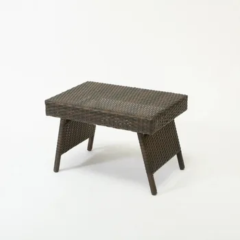 Открытый коричневый плетеный регулируемый складной столик Изображение