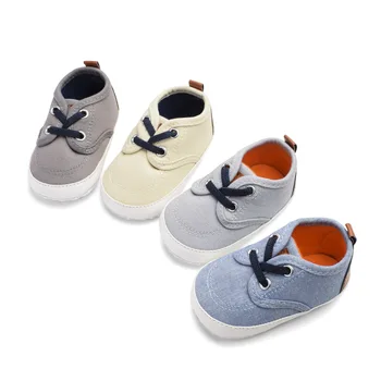 Парусиновая обувь для новорожденных, универсальные повседневные кроссовки для маленьких мальчиков и девочек, нескользящая обувь для малышей, обувь для маленьких мальчиков Изображение