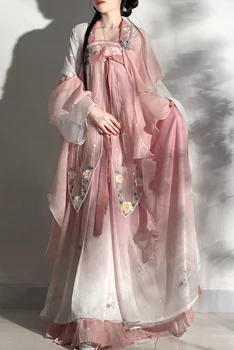 Платье Hanfu, Древнекитайский традиционный женский костюм феи для косплея, летняя танцевальная вечеринка, наряд для женщин Изображение