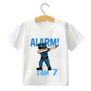 Подарок на день рождения 1-10 Креативный мальчик, футболка с принтом офицера, Уличный забавный милый топ, индивидуальное цифровое название Изображение