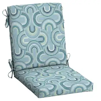 Подушка для обеденного стула Arden Selections на открытом воздухе 20 x 20, геометрический цвет прибрежного синего цвета Изображение