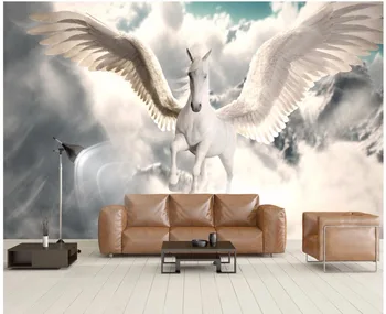 Пользовательские фотообои 3D обои Европейская мифология небо летающий конь фон Домашний декор 3D настенные фрески обои для стен 3 d Изображение