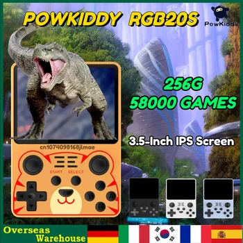 Портативная игровая консоль Powkiddy RGB20S в стиле Ретро с открытым исходным кодом, 3,5-дюймовый IPS-экран, Встроенные 58000+ Игр, Детские подарки Изображение