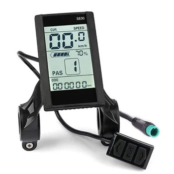 Протокол 2 Электрический велосипед Дисплей велосипеда 24 В 36 В 48 В ЖК-дисплей S830 с водонепроницаемым подключением USB (5 контактов) Изображение