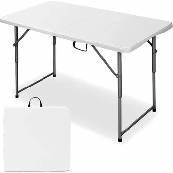 Регулируемый по высоте складной стол AEDILYS для кемпинга и коммунальных нужд длиной 4 фута - Белый Изображение