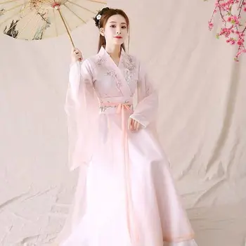 Розовый Традиционный танцевальный костюм Ханфу в Китайском стиле, Одежда Принцессы Династии Хань, Восточные Сказочные платья Династии Тан, Наряд Изображение