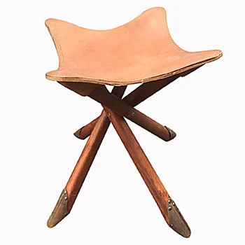 Рыболовный стул портативный складной четырехугольный рыболовный стул для кемпинга на открытом воздухе табурет для пикника в стиле ретро из воловьей кожи супер прочный Изображение