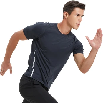 Светоотражающие спортивные рубашки Для бега, Быстросохнущие Удобные Компрессионные майки для тренировок на открытом воздухе, Новые мужские однотонные футболки с коротким рукавом Изображение