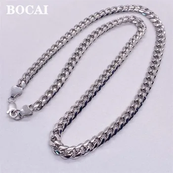Серебряное ожерелье BOCAI Real S925 для мужчин, оптовая продажа новой темпераментной модной боковой цепочки на ключицы, бесплатная доставка Изображение