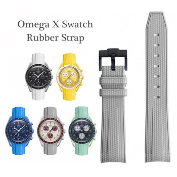 Силиконовый Ремешок с Изогнутым Интерфейсом для 20 мм Rolex Submariner Omega X Swatch Joint MoonSwatch Водонепроницаемый Ремешок Для Часов Аксессуары Изображение