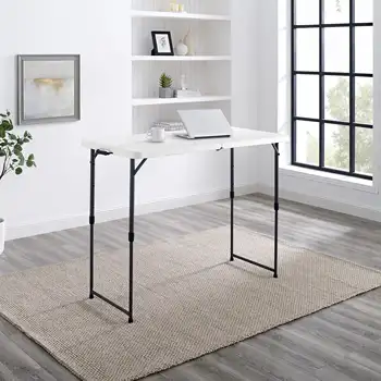 Складной стол премиум-класса с регулируемой высотой 4 фута, стол для кемпинга из белого гранита, складной складной стол Изображение