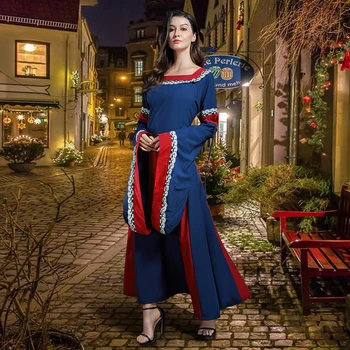 Средневековое платье Больших размеров, Викторианское винтажное платье для женщин, костюм для Косплея на Хэллоуин, Платья эпохи Возрождения с длинными рукавами Изображение