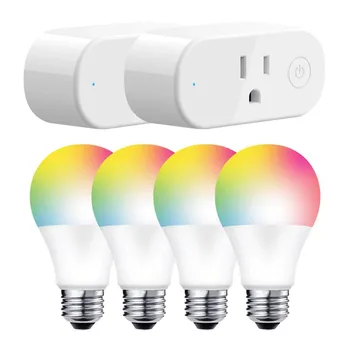 Стартовый комплект для умного дома: 2 умные вилки + 4 цветные умные лампочки Изображение