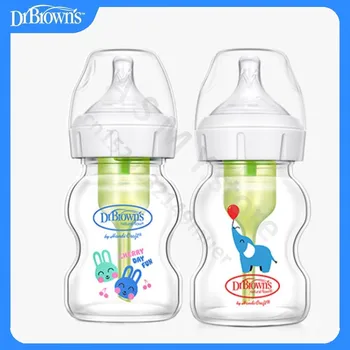Стеклянная бутылочка для новорожденных Dr. Brown's, широкий калибр, против метеоризма, разделение газа и жидкости  Изображение