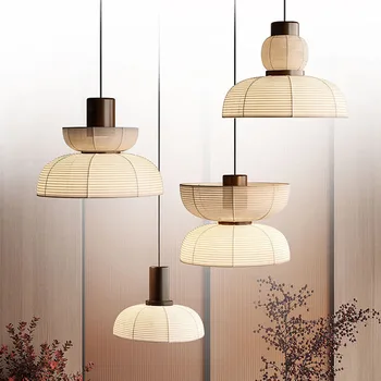 Тканевый фонарь в стиле Шинуазри, подвесные светильники, Креативные Винтажные простые лампы для гостиной, обеденного стола, гостиничных декоративных люстр Изображение