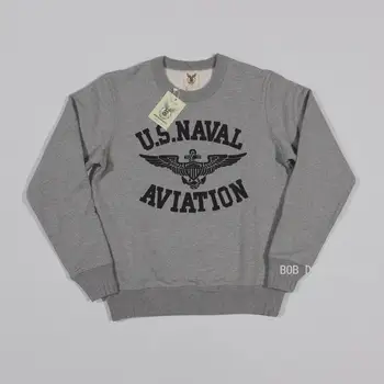 Толстовка BOB DONG US Naval Aviation с круглым вырезом и флисовым принтом в стиле Милитари, пуловер Изображение
