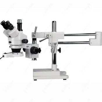 Тринокулярный стереомикроскоп Boom-AmScope Поставляет 7X-90X Тринокулярный Стереомикроскоп Boom Zoom + Флуоресцентный светильник Изображение