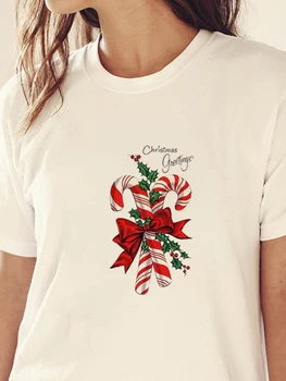 Универсальная рождественская футболка с принтом Рогов, Женский топ с принтом Снеговика, Женский подарок с коротким рукавом Изображение