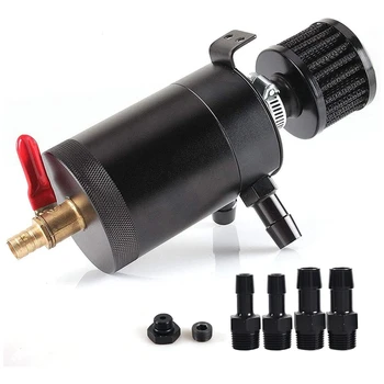 Универсальный автомобильный маслоуловитель, 2-портовый/3-портовый маслоотделитель с сапунным фильтром + сливной клапан Изображение