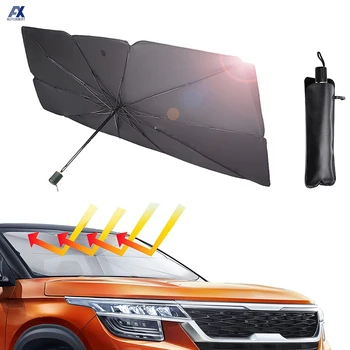 Универсальный Складной автомобильный козырек от Солнца на лобовое стекло, зонт, Защитная крышка для окна, Блокирующая отражение ультрафиолетовых лучей для автомобиля, внедорожника, грузовика Изображение