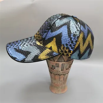 Уникальная экзотическая мужская Повседневная шикарная бейсболка из натуральной кожи, мужская Регулируемая шляпа в стиле хип-хоп Изображение