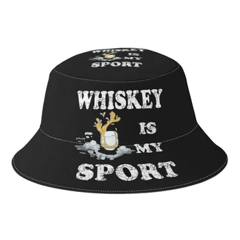 Унисекс Полиэфирные шляпы Whiskey is My Sport, женские Летние Солнцезащитные шляпы, Виски, Алкогольный напиток, Мужская уличная шляпа рыбака Изображение
