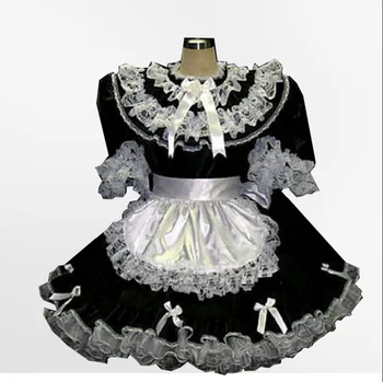Французское Сексуальное платье для взрослых Сисси-горничной, Милое Пушистое Готическое платье с замком на заказ Изображение