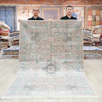 шелковый персидский ковер ручной работы 152x244 см, прочные коврики с цветами по всему телу (SLF177B) Изображение